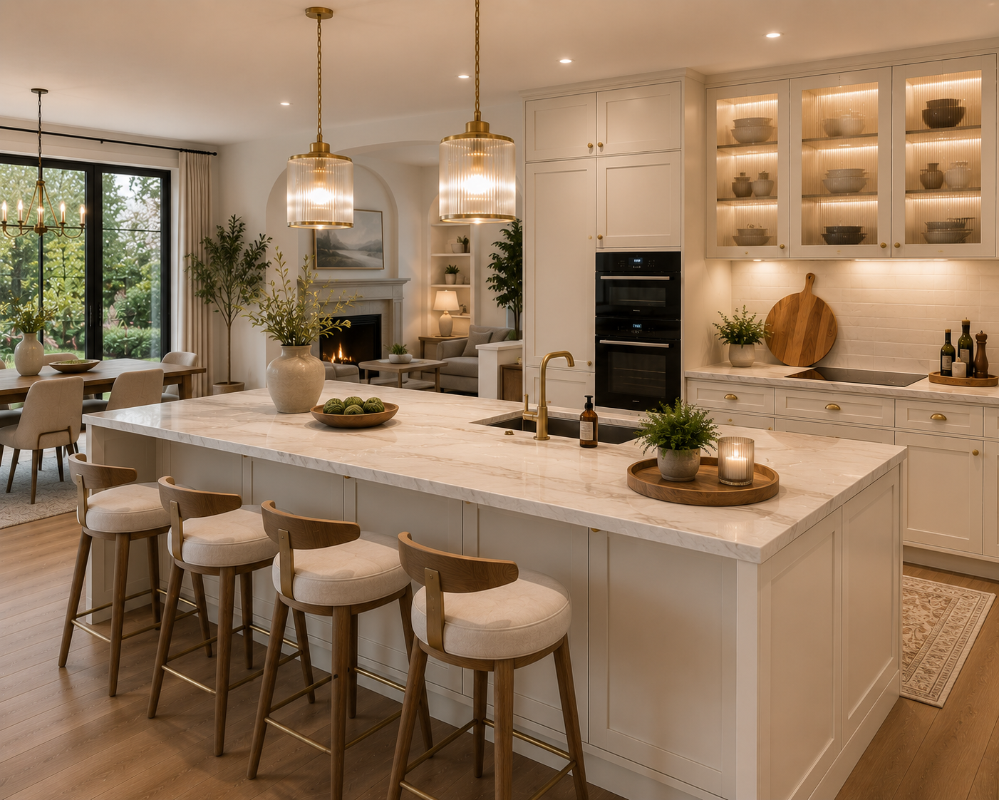 Cream-toned finish variant of the Evening bespoke kitchen with brass detailing — Dominus Kitchens