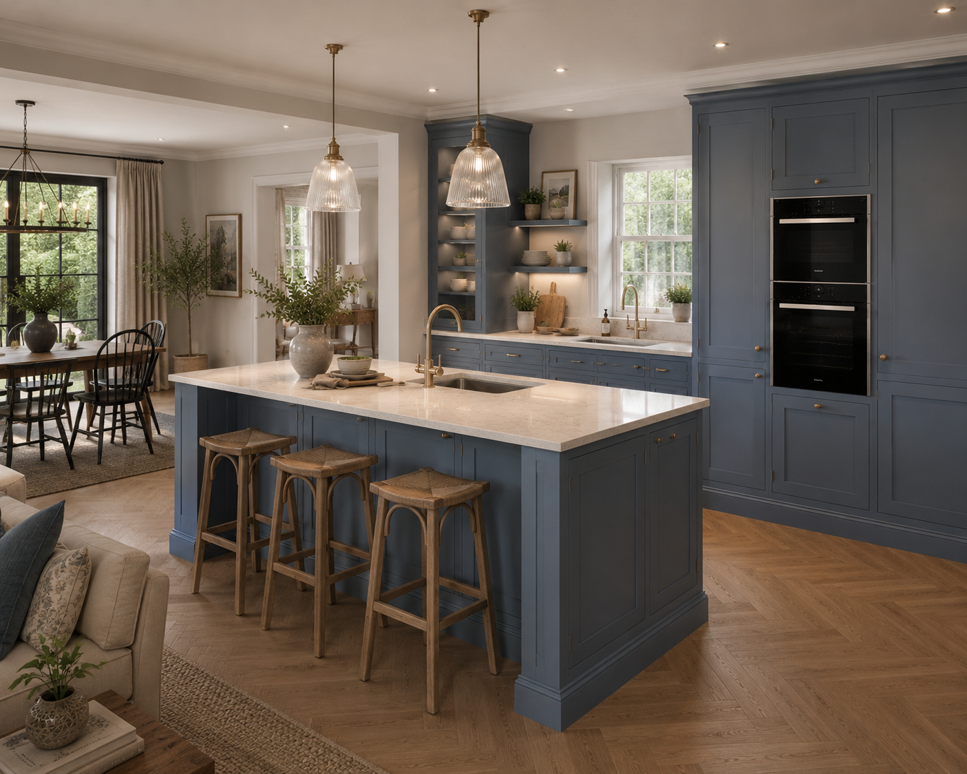 Shadow kitchen in deep blue lacquer with precision hardware — Dominus Kitchens London — Dominus Kitchens London — Deep Blue — Dominus Kitchens Bespoke Kitchens London | Dominus Kitchens London