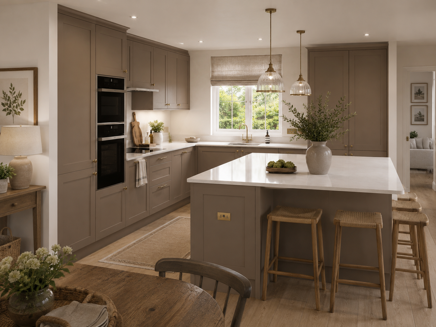 Mocca variant of the sage shaker family kitchen — Dominus Kitchens