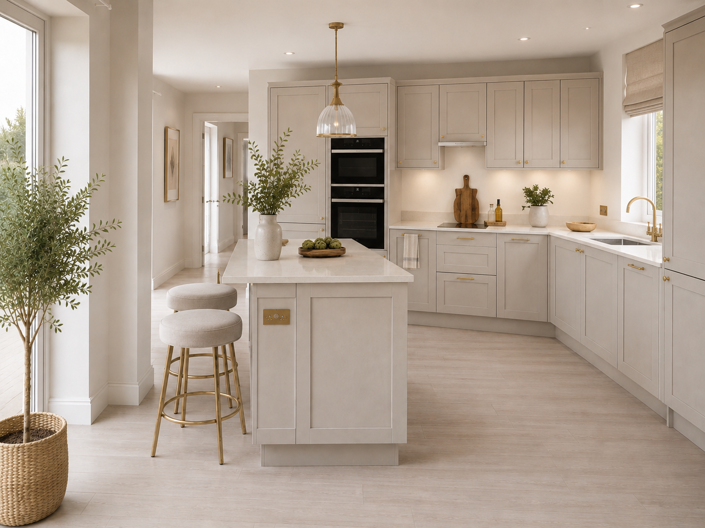 Powder Blue — Family Kitchen kitchen in Warm Stone