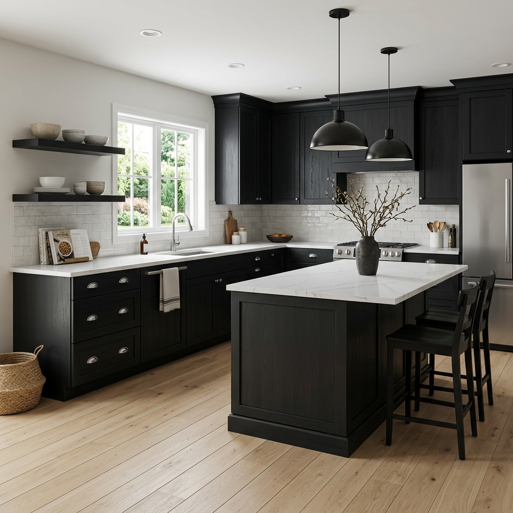 Oak — Pale Line kitchen in Ebonised Oak