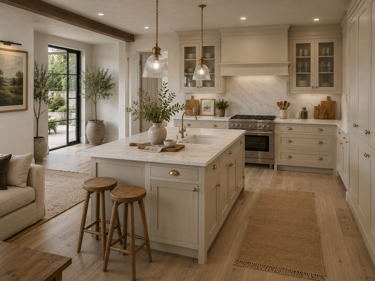 Verdant bespoke kitchen in soft beige finish — Dominus Kitchens