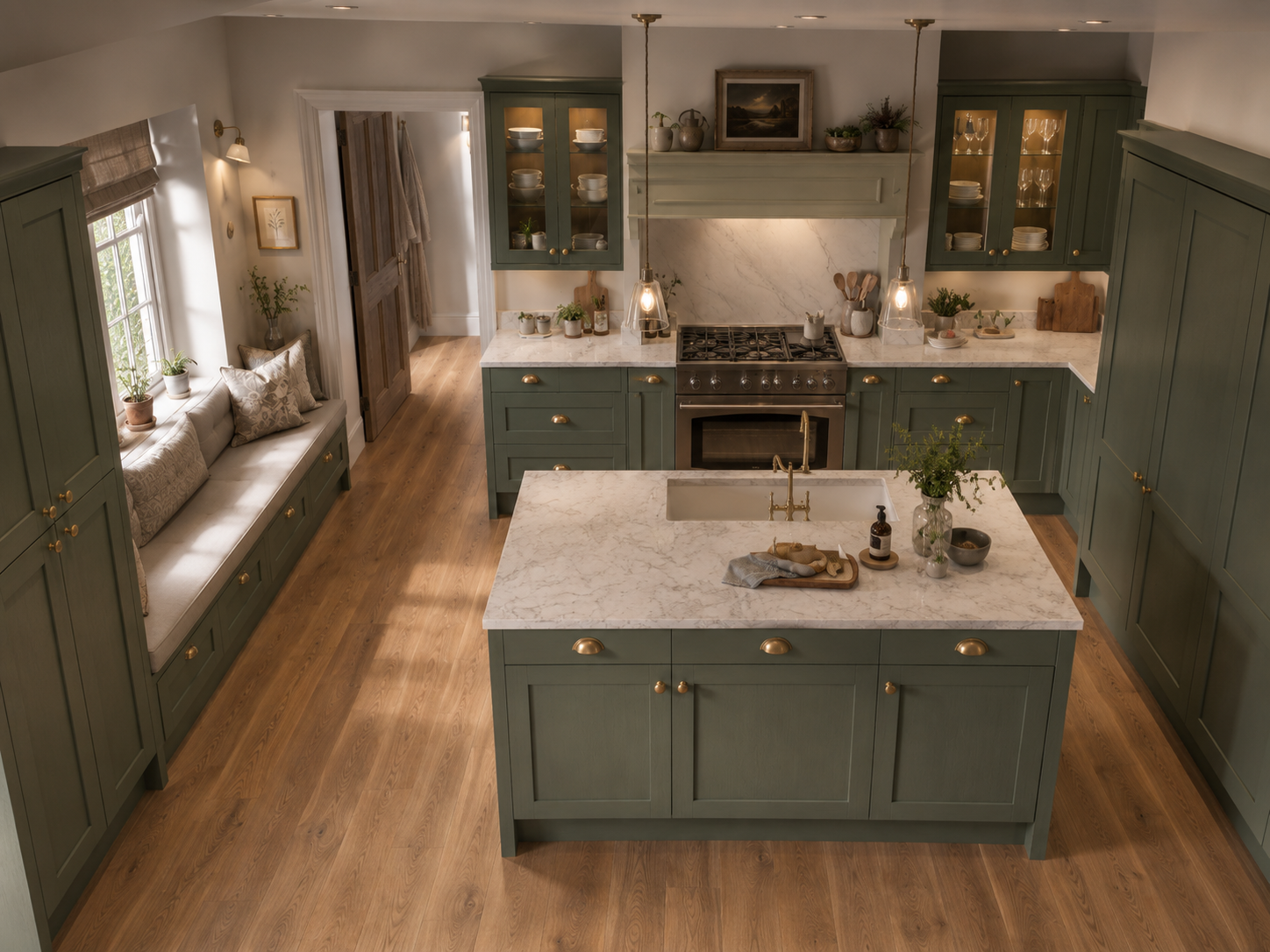 Verdant bespoke kitchen London — signature interior view — Dominus Kitchens — Dominus Kitchens — Verdant Sage — Dominus Kitchens Bespoke Kitchens London | Dominus Kitchens London