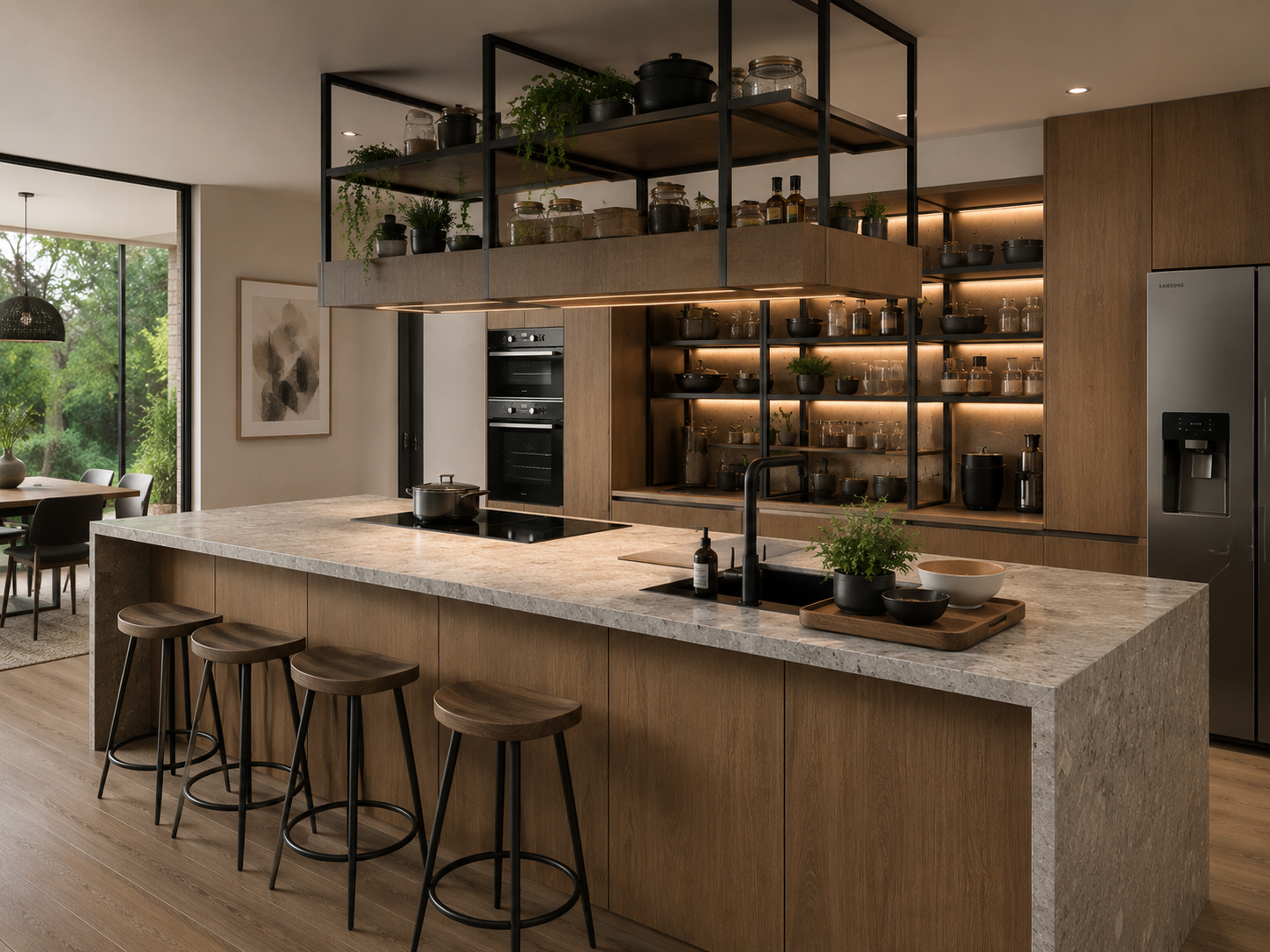 Noir bespoke kitchen in natural wood finish variant — Dominus Kitchens