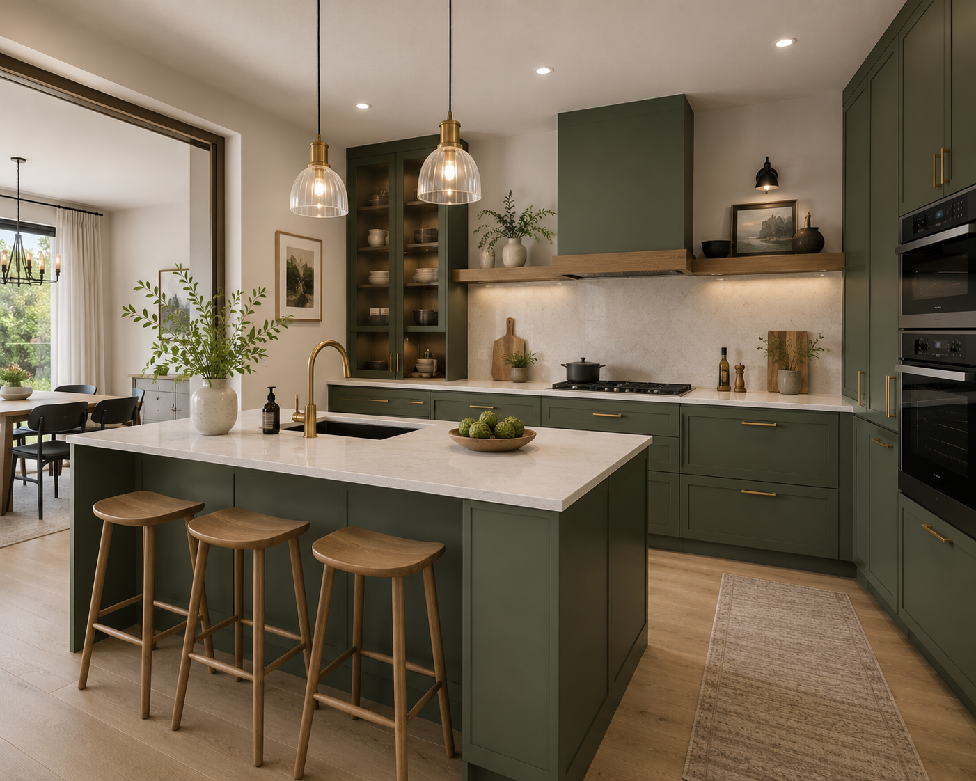 Noir bespoke kitchen in deep green finish variant — Dominus Kitchens