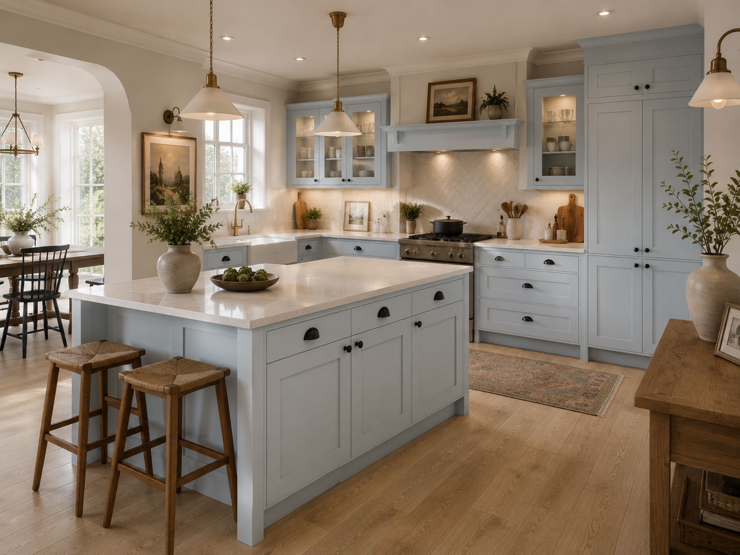 Refectory bespoke kitchen London in soft light blue finish — Dominus Kitchens — Pale Blue — Dominus Kitchens Bespoke Kitchens London | Dominus Kitchens London